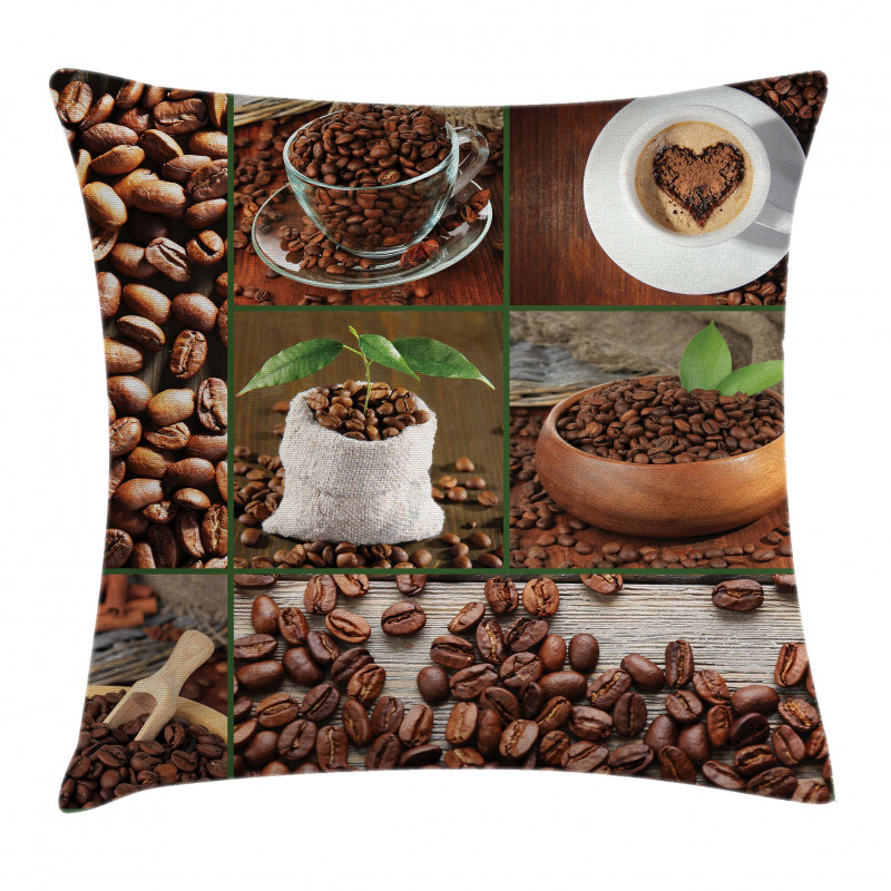 Coffee Beans and Bags Pillow Cover