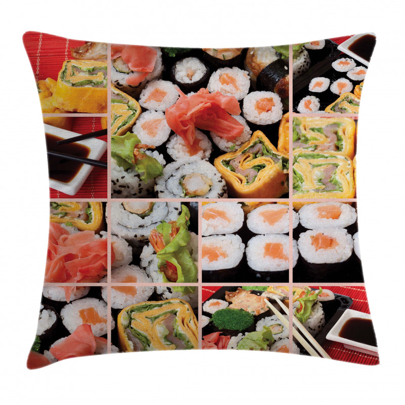 Sushi Roll Colored Pillow Cover