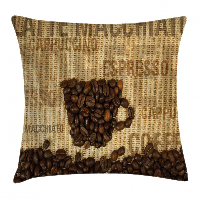 Coffee Beans Shaped Mug Pillow Cover