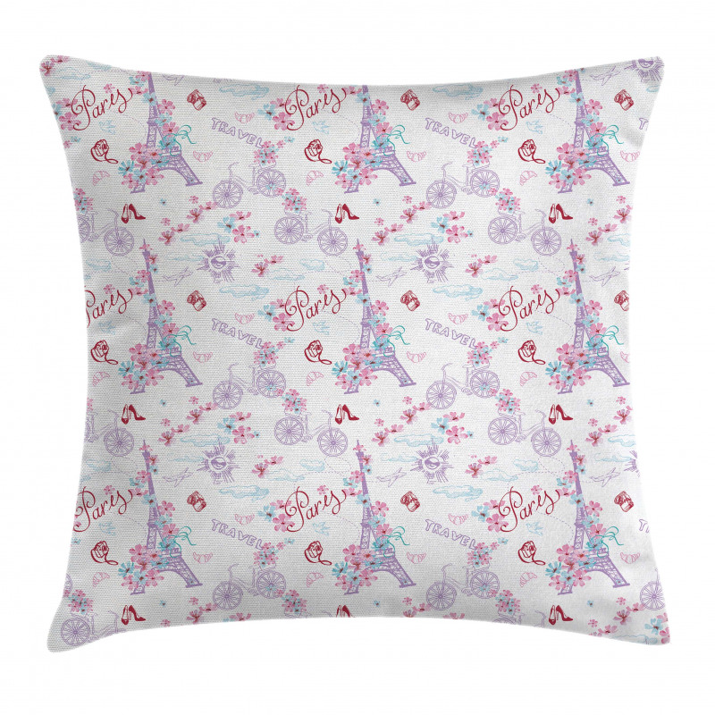 Eiffel Tower and Flower Pillow Cover