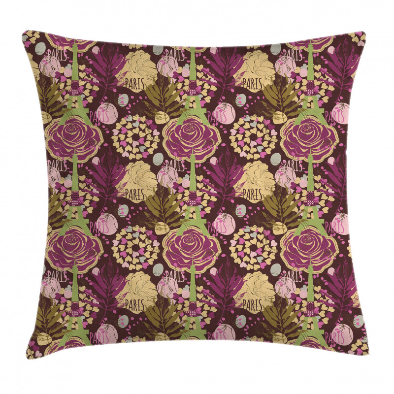 Plum French Eiffel Tower Pillow Cover