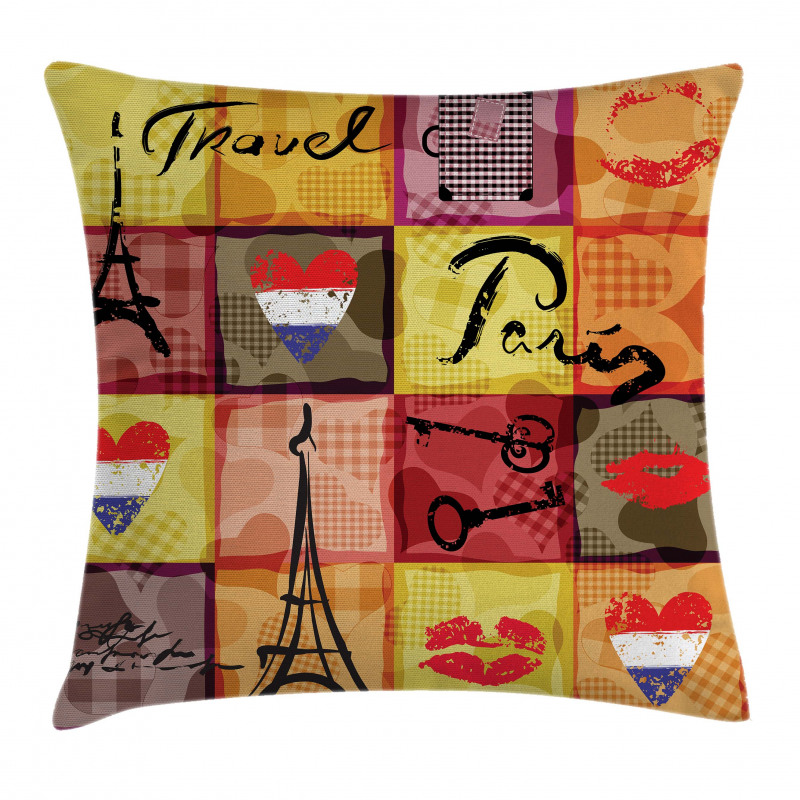 French Paris Collage Pillow Cover