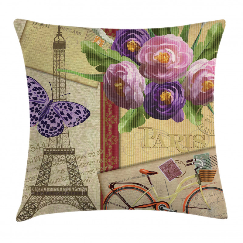French Landmarks Tower Pillow Cover