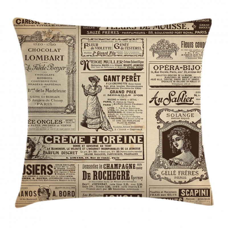 Historic French Journal Pillow Cover