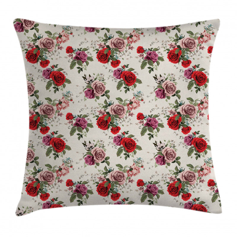 Romantic Flowers Leaves Pillow Cover