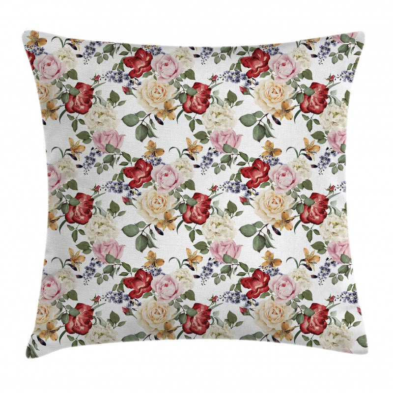 Lilacs Roses Flowers Pillow Cover
