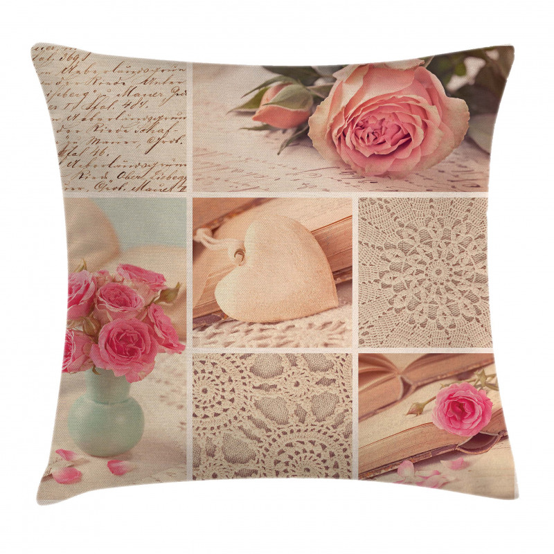 Old Roses Lace Flowers Pillow Cover
