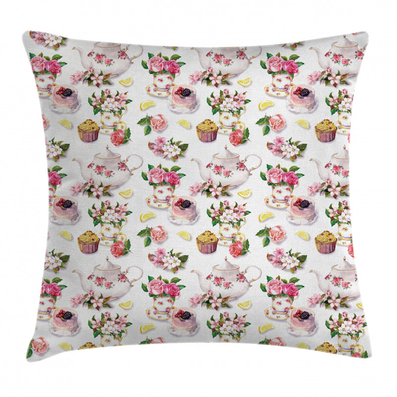 Colorful Retro Teapots Pillow Cover