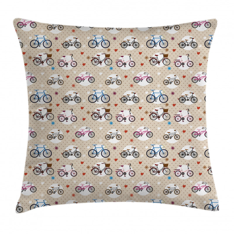 Bike Heart and Dots Pillow Cover