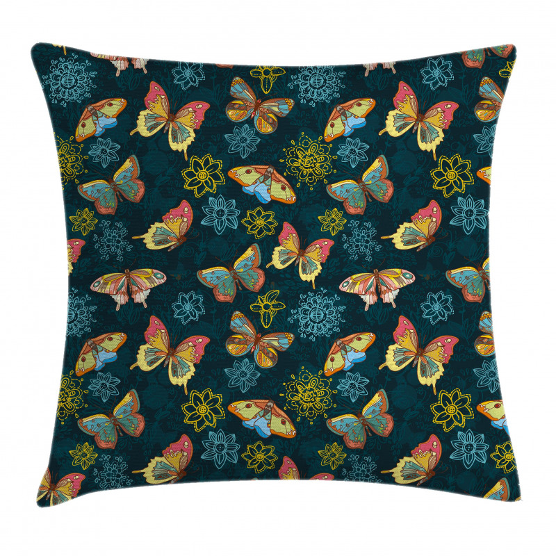 Butterflies and Flowers Pillow Cover