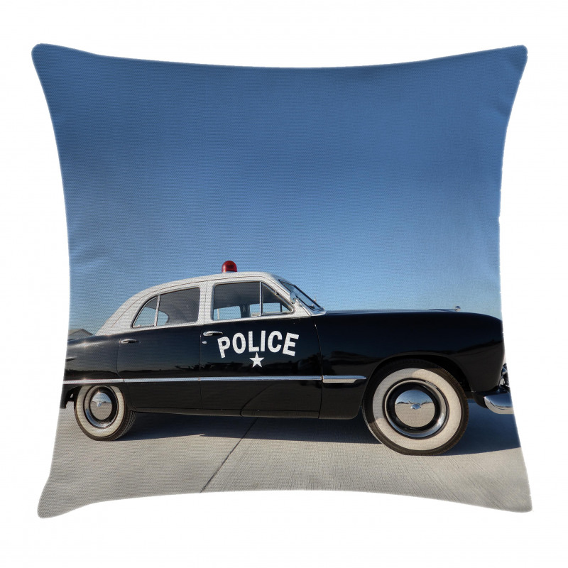 Old Police Car Digital Pillow Cover