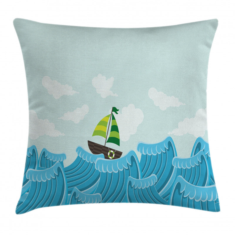 Sailing Boat on the Sea Pillow Cover