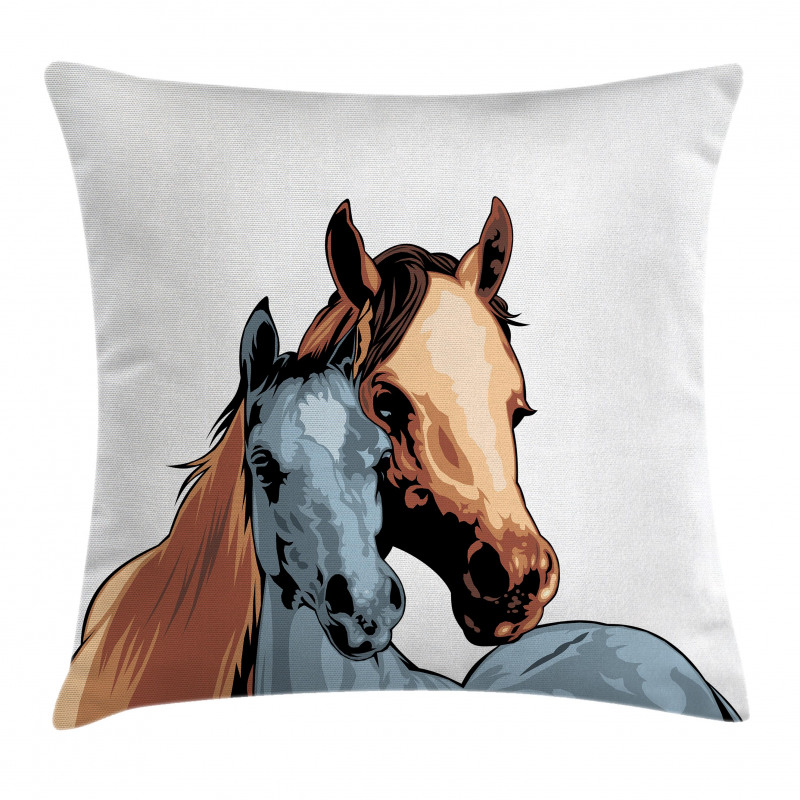 Farm Life 2 Horses Pillow Cover
