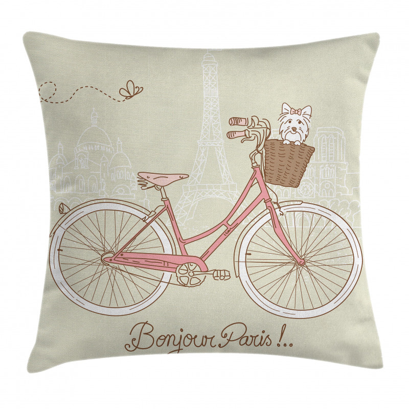 Postcard from Paris Bicycle Pillow Cover