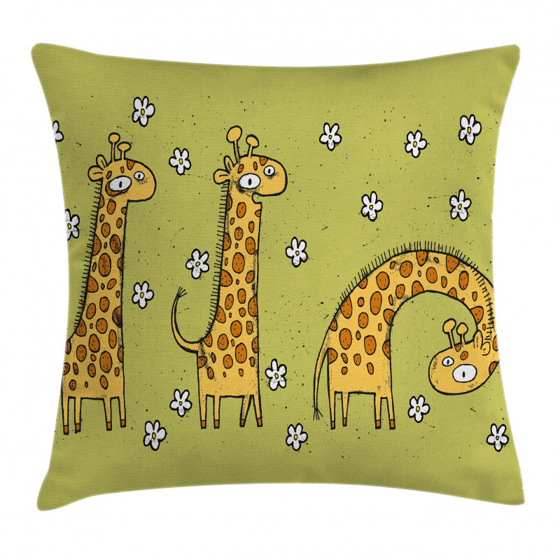 Illustration of Giraffes Pillow Cover