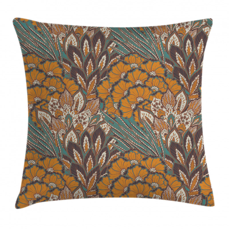 Flowers and Peacock Pillow Cover