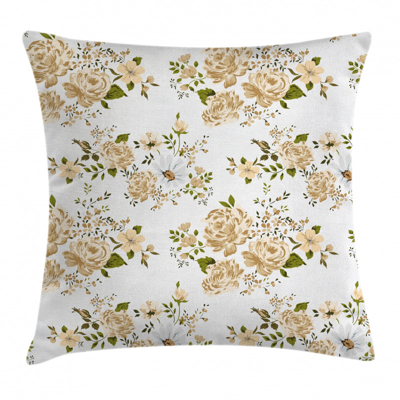 Floral Roses Vector Pillow Cover