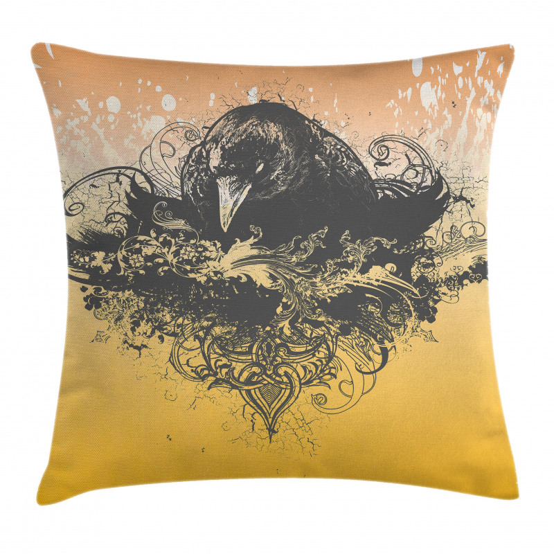 Wicked Crow and Flowers Pillow Cover