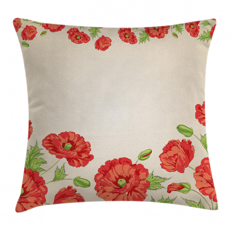 Card with Poppy Flowers Pillow Cover