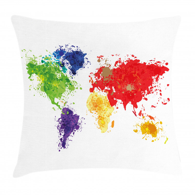 World Map Artwork Pillow Cover