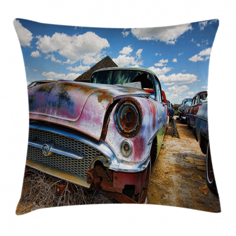 Rusty Abandoned Cars Pillow Cover