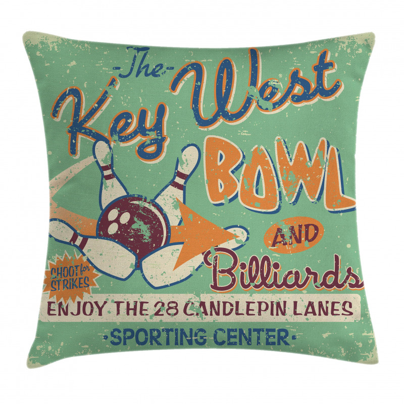 Vintage Bowling Poster Pillow Cover