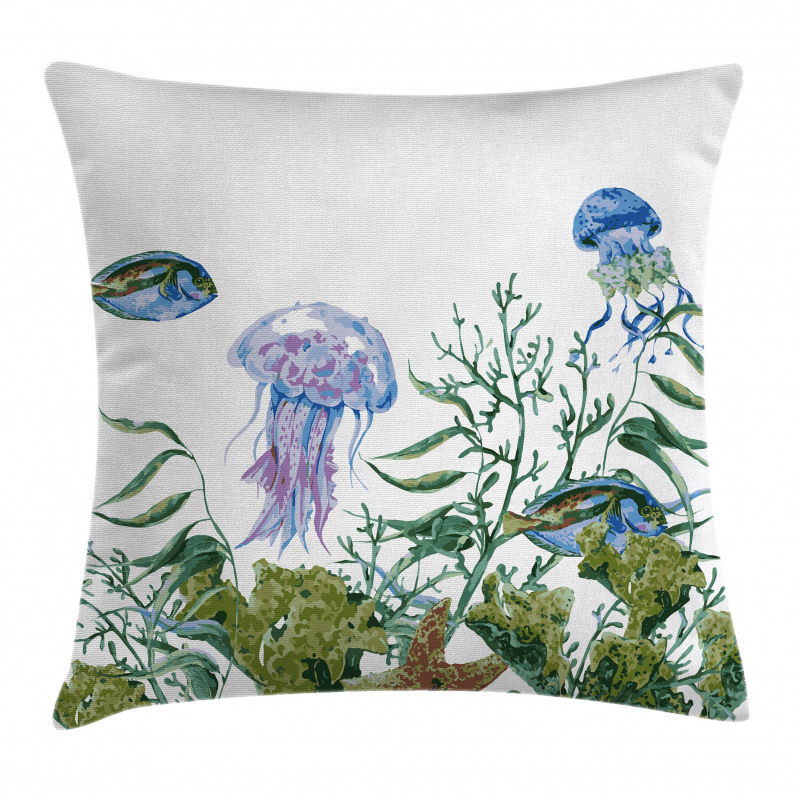 Seaweed Jellyfish Fish Pillow Cover