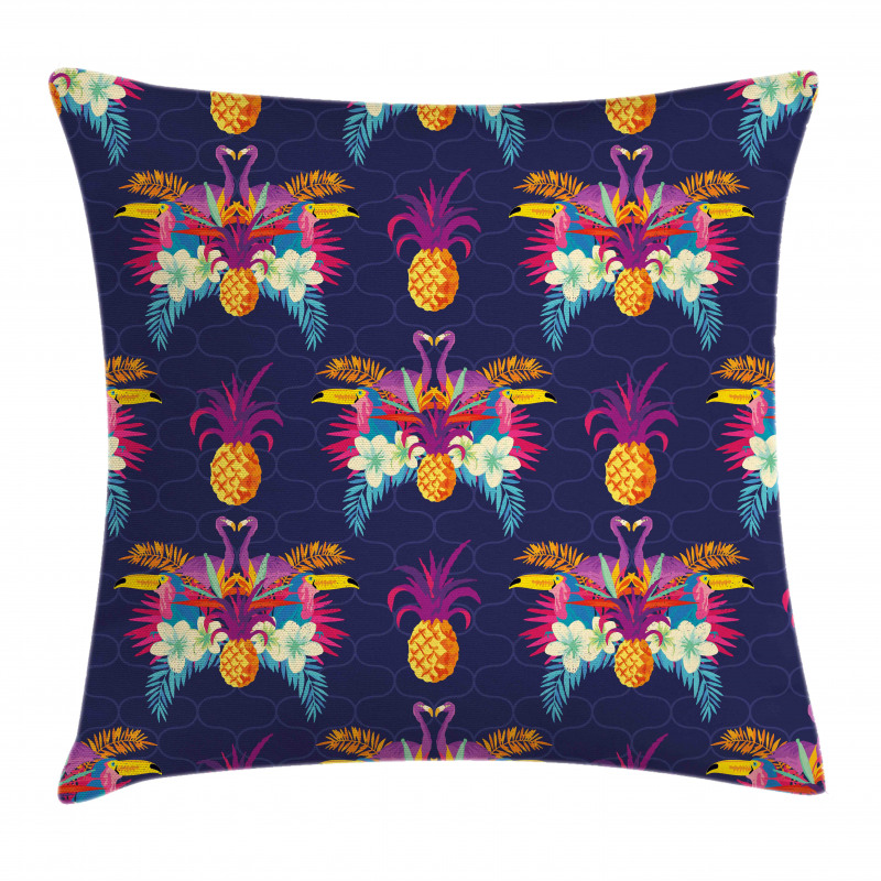 Vivid Flowers Pineapples Pillow Cover