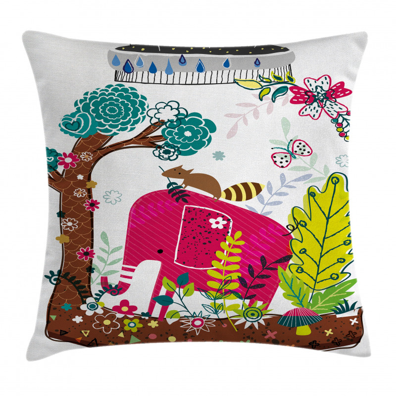 Jungle Animals Elephant Pillow Cover