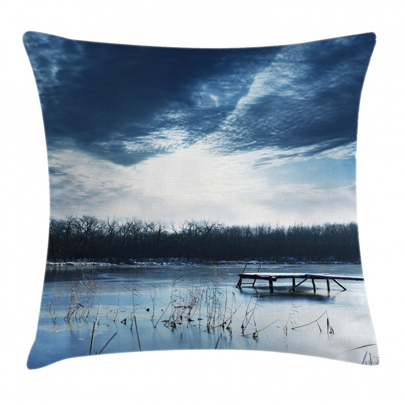 Blue Mountain Lake Scene Pillow Cover