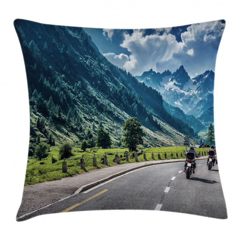 Motorcyclist on Road Pillow Cover