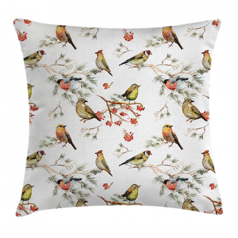 Colorful Forest Birds Pillow Cover