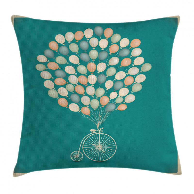 Retro Bike with Baloons Pillow Cover