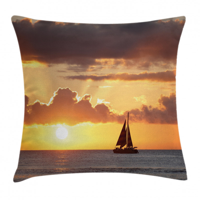 Boat in Sewith Sunset Pillow Cover