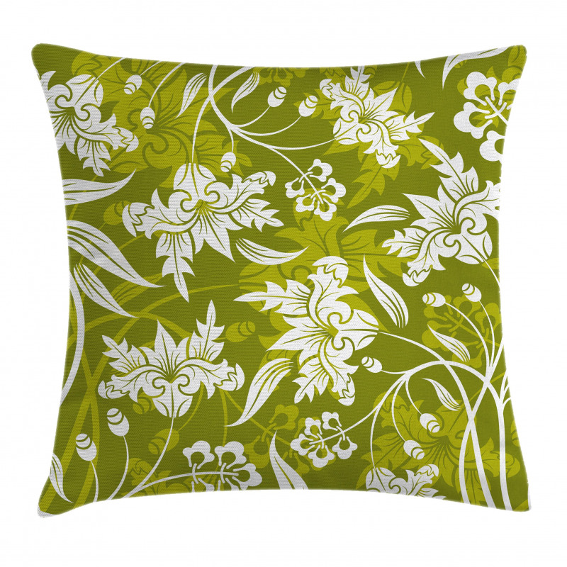 Green Flower Pattern Pillow Cover