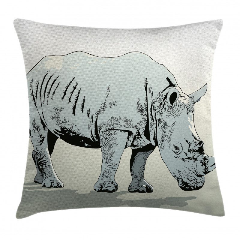 Rhinoceros Art Pillow Cover