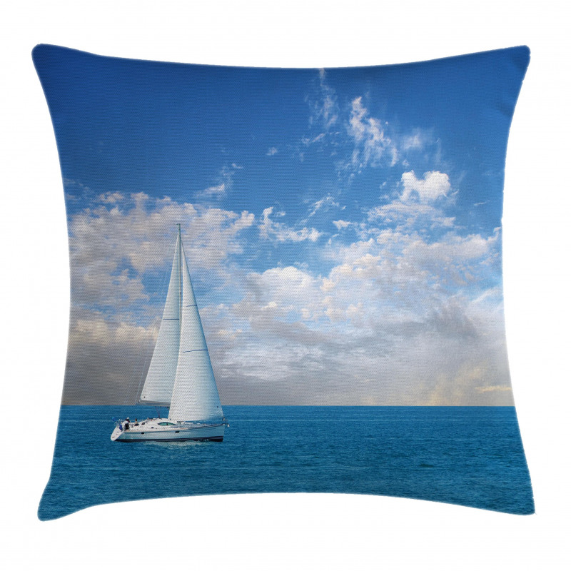 Modern Sail Boat on Sea Pillow Cover