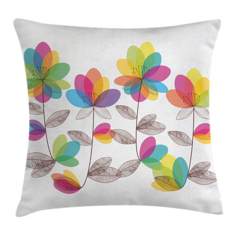 Colored Blooming Flowers Pillow Cover