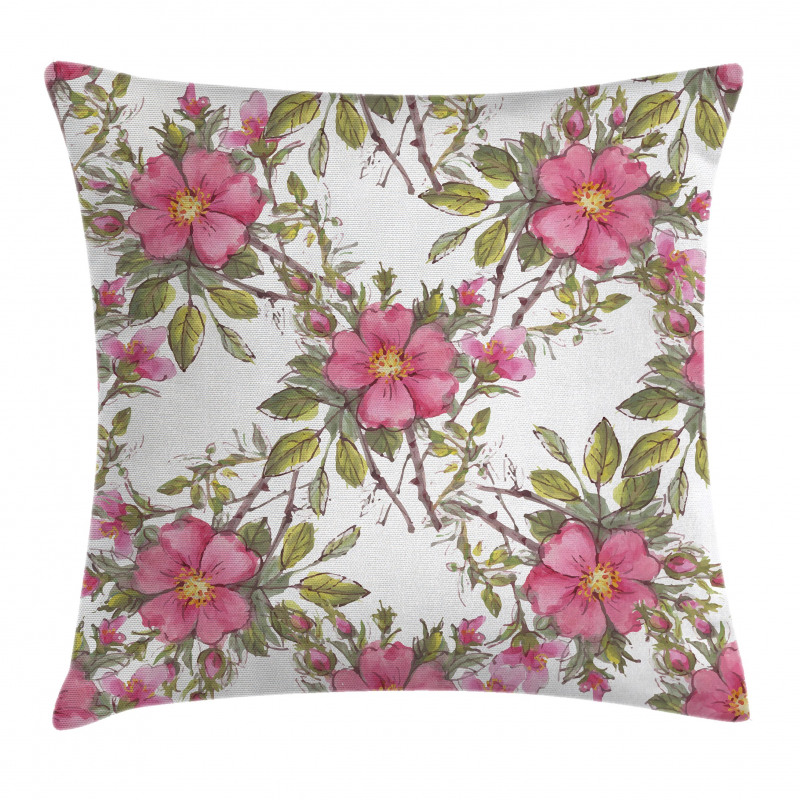 Dog Rose Garden Floral Pillow Cover