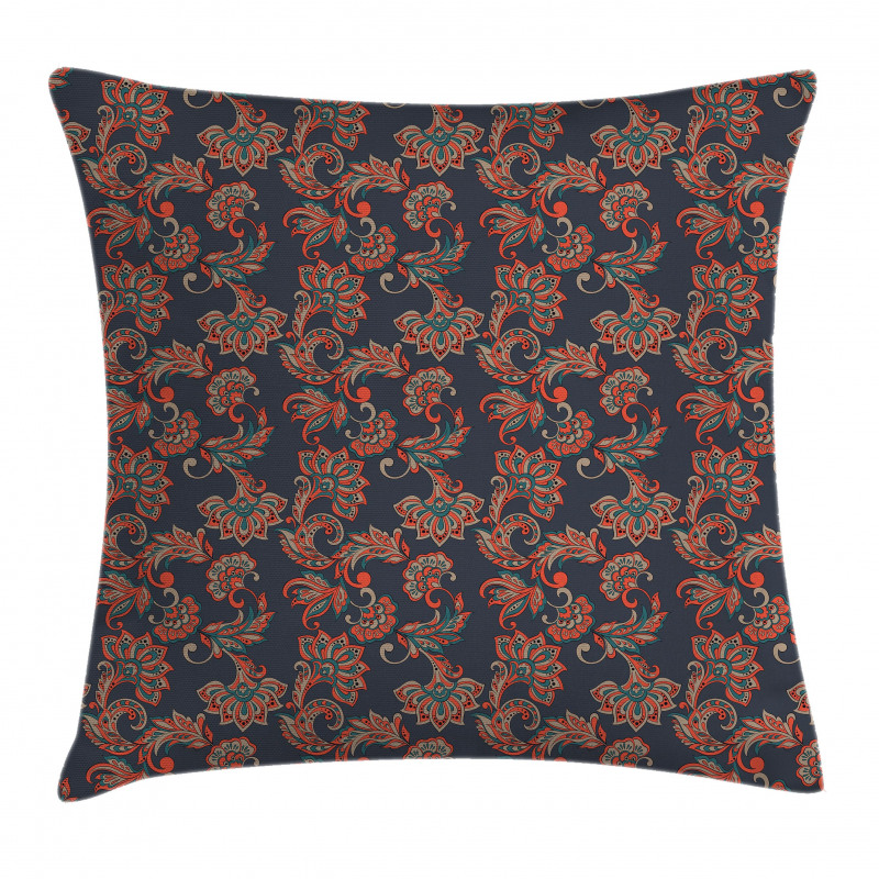 Oriental Floral Swirl Pillow Cover