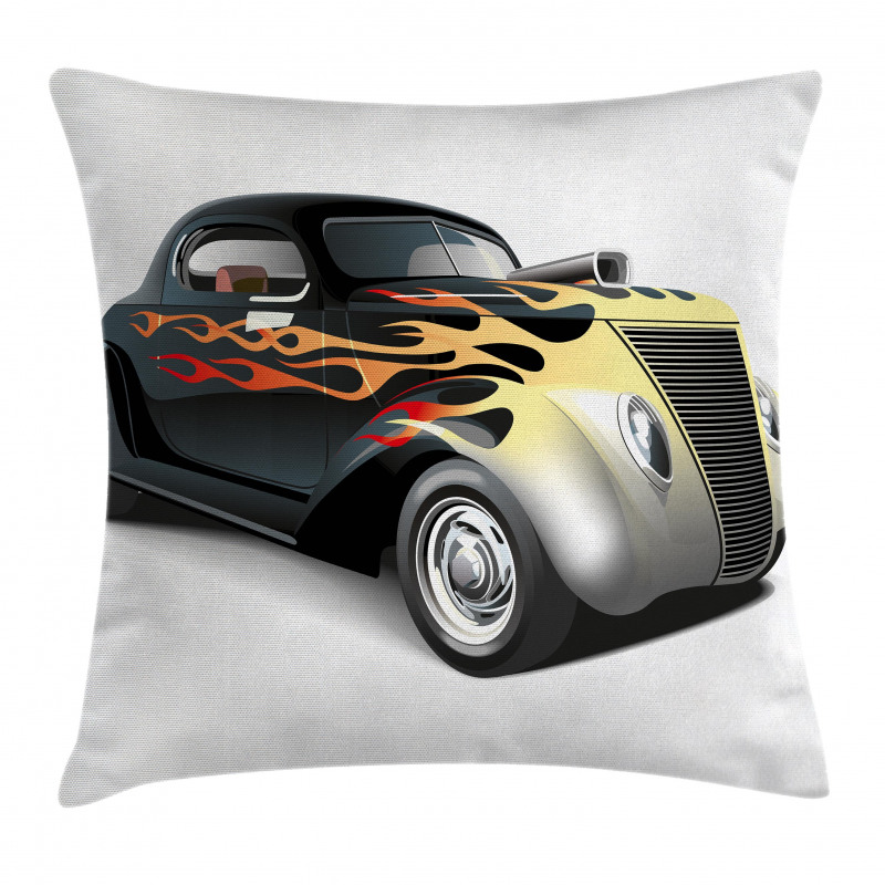 Retro 40s Drag Car Pillow Cover
