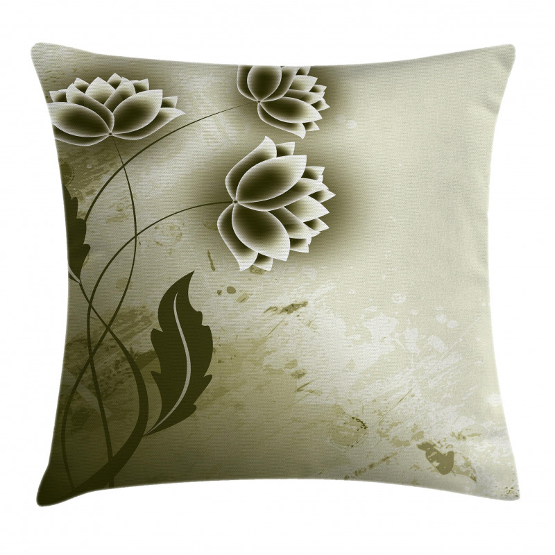Grey Flowers Ivy Leaf Pillow Cover