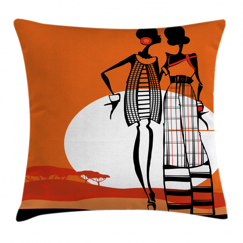 Women on Desert Pillow Cover