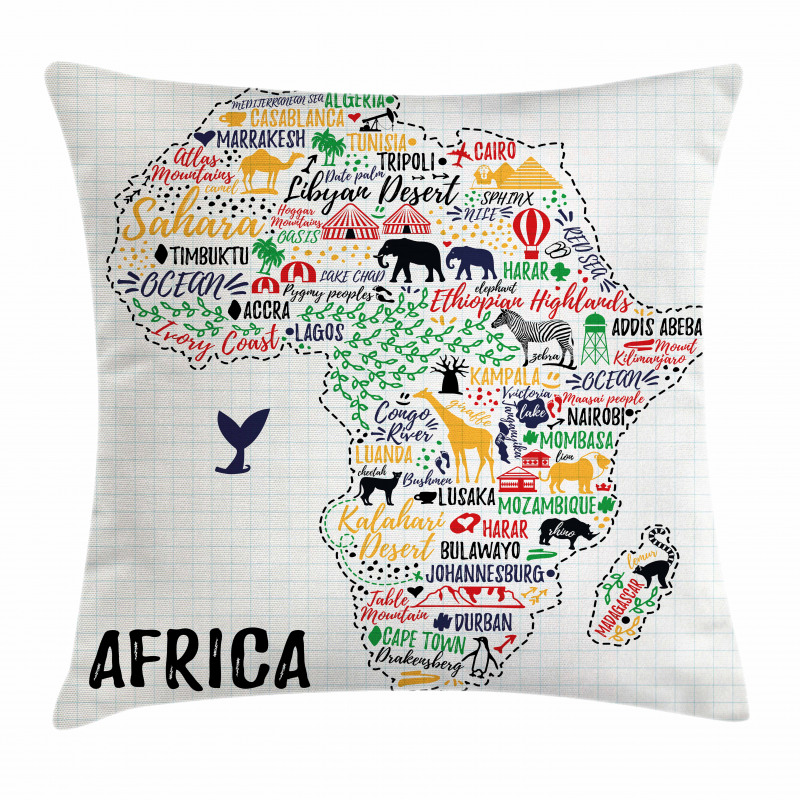Continent Colored Pillow Cover
