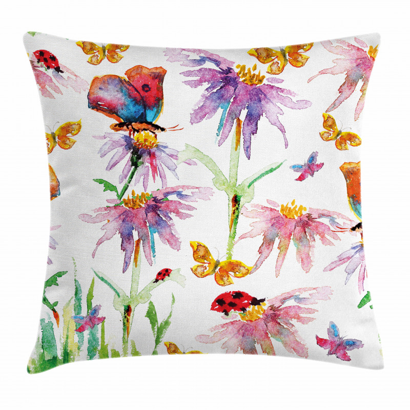 Flower Butterfly Bug Pillow Cover