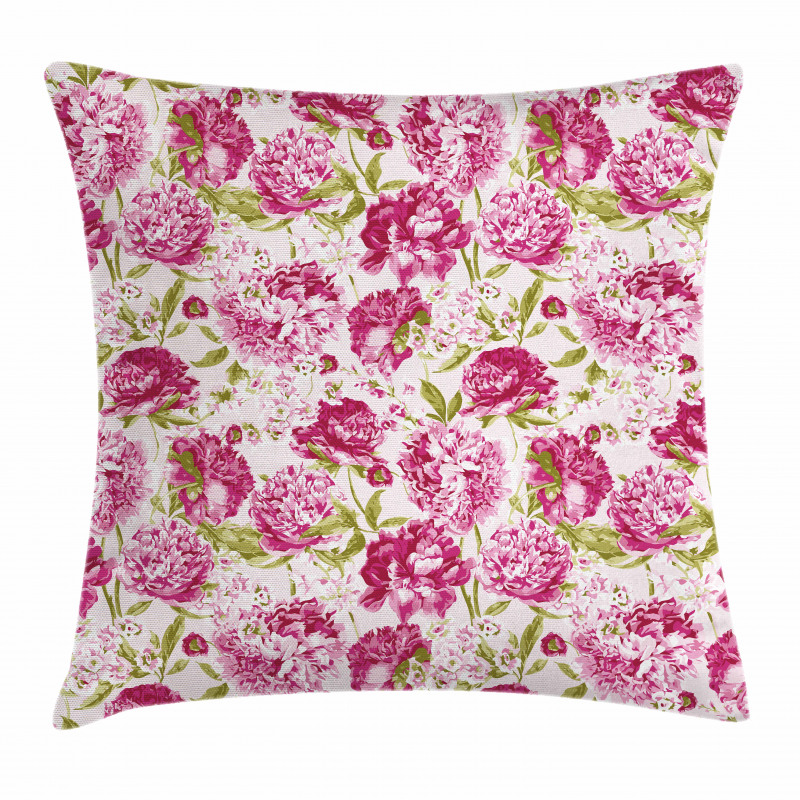 Peonies and Leaf Floral Pillow Cover