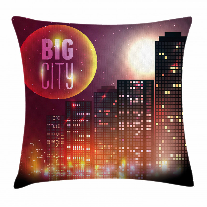 Urban City Night Skyline Pillow Cover