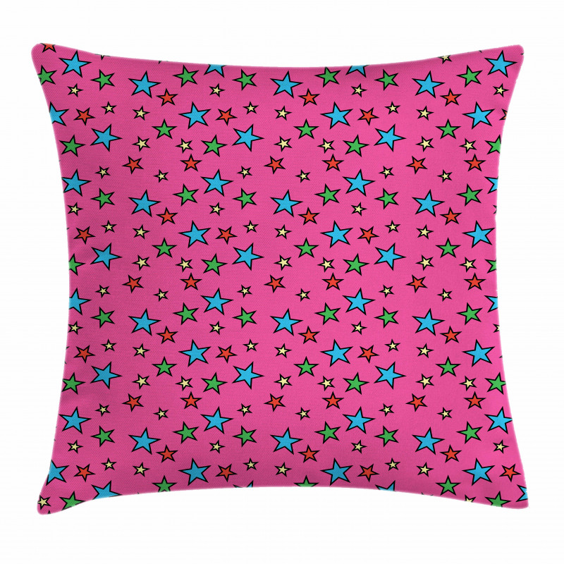 Hot Pink Retro Stars Pillow Cover
