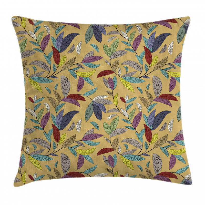 Hand Drawn Leaf Swirls Pillow Cover