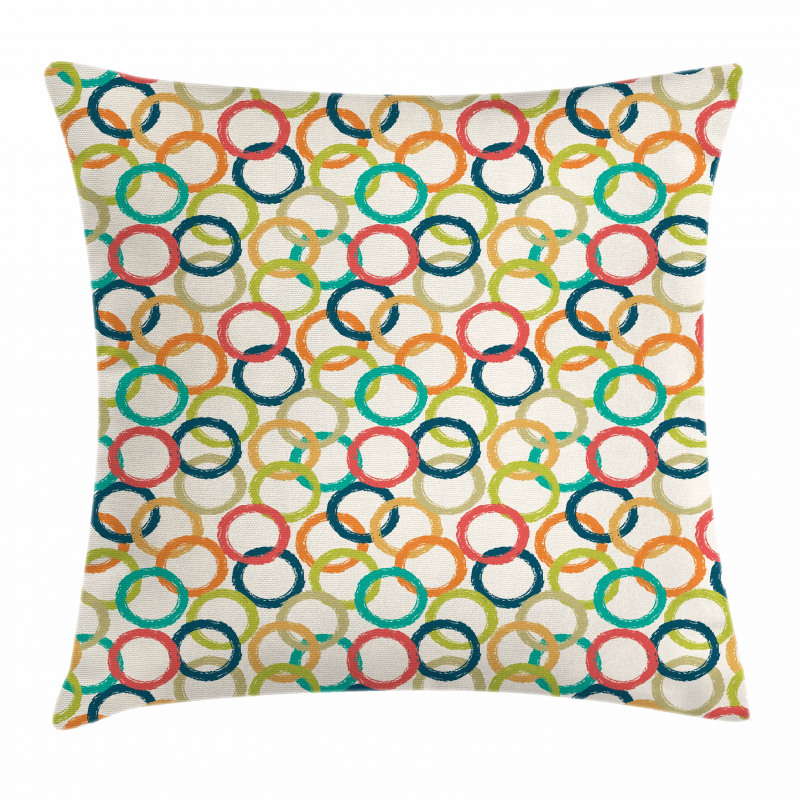 Colorful Doodle Circles Pillow Cover